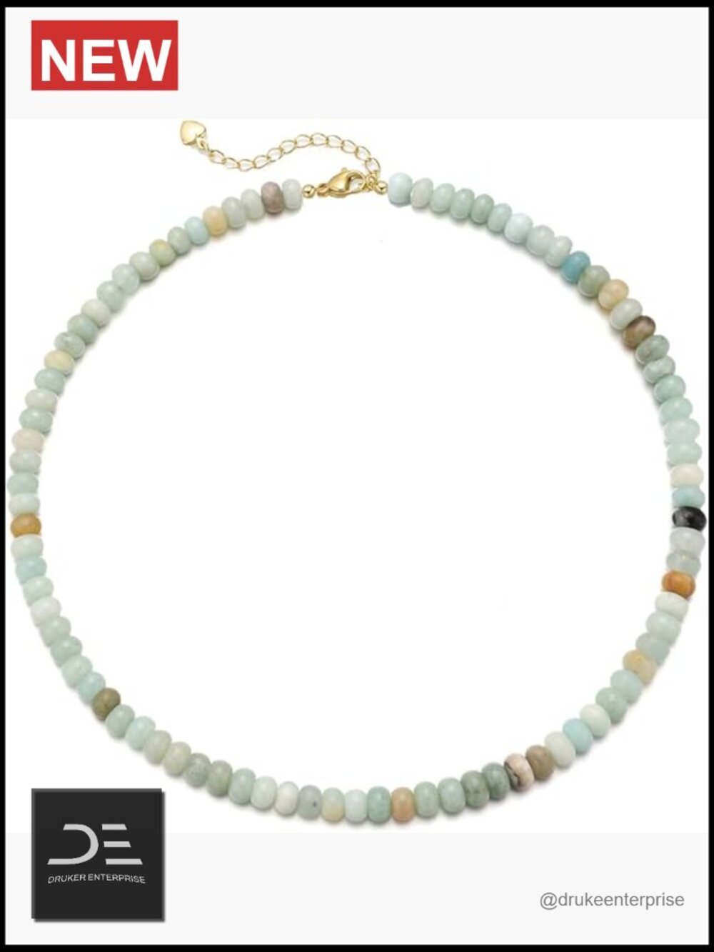 Handmade Natural Stone Beaded Choker Necklace 14K Gold Plated Boho